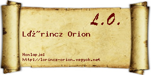 Lőrincz Orion névjegykártya